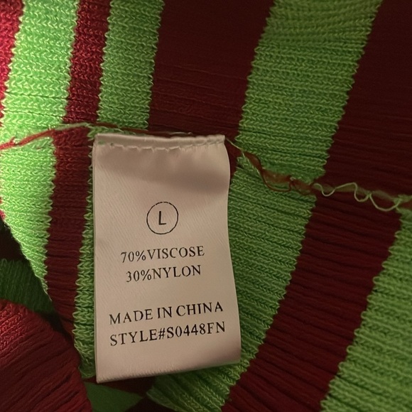 Retro Striped Halter Top Green Maroon Tank Rib High Neck NWT Fashion Nova Mod - Picture 9 of 9